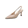 Versión de Piel de Vaca del Mismo Estilo Verano 2025 Elegantes Sandalias de Mujer con Punta Fina, Escote Bajo y Espalda Hueca, Zapatos Elegantes de Tacón Kitten