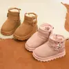 Botas de Neve Infantis Meninas Botas de Algodão 2026 Inverno Novo Sapatos de Algodão Botas de Algodão Grandes Menina Pequena Quente Mais Veludo Sapatos Infantis