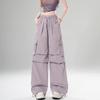 Pantalones de Trabajo Morados Retro Elegantes Estilo Americano para Mujer, Delgados Frescos de Verano, Holgados que Adelgazan, Pierna Recta Ancha, Secado Rápido