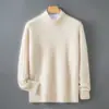 Baicai Rong Nuevo Suéter de Lana de Cuello Medio Alto Otoño/Invierno para Hombre Grueso Holgado Color Sólido Suéter Tejido de Cable Prendas de Punto Casuales