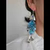 Escala Salto da Maré Azul Pérola Falsa Redonda Borla Cauda de Peixe Brincos Longos Únicos Versáteis Frescos