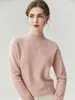 Suéter de Cashmere 100% Puro Novo Outono/Inverno para Mulheres, Gola Alta Meia, Solto, Emagrecedor, Top Base de Tricô