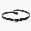Novo cinto fino minimalista transfronteiriço para mulheres, com fivela de pino em formato de gota, perfeito para combinar com jeans, adequado para o trabalho e uso diário, cinto de couro feminino versátil