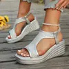 Sandalias deportivas transfronterizas de comercio exterior europeo y americano para mujer, tacones de cuña cómodos, casuales, primavera y verano, al por mayor, tallas grandes