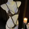 Lingerie Sexy Estampa de Leopardo Macacão Sem Tira Extremamente Tentador Uniforme para Encontro 9587