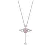 Collar Corazón de Cupido para Mujer Diamante Rosa Zircón Romántico Amor Cadena Clavícula Regalo Tanabata para Novia
