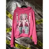 Jaqueta Moletom Impressa Y2K Europeia e Americana Transfronteiriça Manga Longa Solta Pulôver Capuz Jaqueta Retrô Street Wear