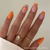 24 Piezas Uñas para Adultos Transfronterizas Nuevo Estilo Francés Dulce Patrón Pequeño Naranja Arte de Uñas Removible
