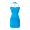 Vestido Sexy de Chica Caliente con Escote Halter y Almohadillas en el Pecho, Nuevo Estilo Verano 2026, Estilo Pura Pasión, Falda Corta Plisada Ajustada que Resalta la Cadera