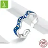Pingente Prata Original Van Gogh Noite Estrelada Anel de Prata 925 Aberto Feminino Moda Cruzamento Banho de Ouro Anel DIY Europeu e Americano