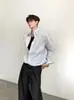 Camisa de Rayas ACE' Diseño Minimalista Vintage de Alta Inteligencia para Hombre, Manga Larga, Única, Rígida, Relajada, Corte Holgado, Camisa de Estilo Urbano
