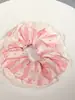 Elástico de Cabelo Scrunchie Listrado com Renda Estilo Coreano para Mulheres, Acessório de Cabelo Suave e Elegante, Elástico de Cabelo Scrunchie Estilo Coreano