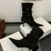 Botines de Tacón Alto con Punta para Mujer, Nuevos 2026 Primavera y Otoño, Botas Western Ajustadas con Pliegues Vintage y Tacón Delgado