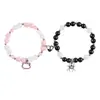Amazon Transfronterizo Piedra Natural Piedra Volcánica Turquesa Yin-Yang Taiji Corona Pulsera Magnética para Pareja Pulsera de Cuentas