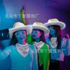 Chapéu Colorido Branco de Aba Larga com Luzes para Festa, Chapéu Branco Perolado Moldado, Chapéu de Cowboy Colorido com Guia de Luz para Carnaval