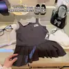 Vestido estilo universitario para niñas, casual, cuello polo, falda plisada, vestido de princesa, falda chaleco, una generación de pelo