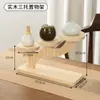 Estante de Exhibición de Madera Maciza en Color Nogal, Juego de Té Estilo Chino, Vitrina de Mesa para Sala de Té, Estante de Almacenamiento Multicapa Estilo Antiguo, Específicamente para Salas de Té