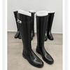 Botas Largas de Nuevo Estilo Otoño e Invierno para Mujer, Botas de Moda con Suela Gruesa y Punta Redonda con Hebilla de Pedrería, Botas Altas de Montar para Mujer