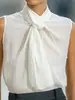 Top Nuevo Retorcido con Cuello en V Estilo Europeo y Americano Primavera-Verano para Mujer, Camisa Elegante y Versátil de Color Sólido sin Mangas para el Trabajo