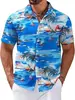 Estación Independiente Transfronteriza Camisa de Manga Corta Caliente para Hombre Playa Hawaiana Moda Estampada en 3D Camisa de Cuello Alto Versátil