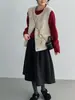 Saia Midi Estampa Floral de Bolinhas ~ Estilo Retro Coreano Miu com Cintura Elástica, Feminina e Versátil J2367