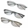 Armazón de Gafas para Miopía con Cabeza de Leopardo para Hombres y Mujeres, Tarjetero de Borde Cortado, Popular Influencer, Borde Speckled Sin Marco de Titanio Puro de Alta Calidad