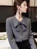 Suéter Cárdigan Nuevo Estilo con Lazo para Mujer, Diseño de Invierno, Top de Moda y Tendencia