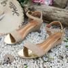 En stock Europa y Estados Unidos verano nuevo 2024 tacón de cuña hebilla de lentejuelas sandalias de talla grande comercio exterior zapatos de mujer transfronterizos al por mayor