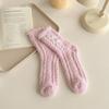 Calcetines de tubo de felpa con lazo color coral para mujer, otoño e invierno, calcetines gruesos y cálidos con forro polar, calcetines para dormir en casa con estampado de luna