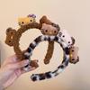 Diadema de felpa de gato marrón lindo para mujer, máscara para lavar la cara, diadema antideslizante, accesorios para el cabello dulces e infantiles al por mayor