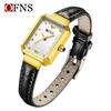 Reloj de Mujer de Comercio Exterior de la Marca Ofns Nicho Retro Tres Agujas Reloj de Cuarzo Resistente al Agua Estilo Ins para Niñas Combinable Reloj de Mujer