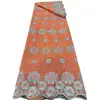 Estilo Étnico Planta Floral Bordado 3D Tecido de Algodão Vazado Roupas Femininas Africanas Tecido Bordado para Banquete Tissu