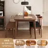 Mesa de Comedor, Mesa de Comedor Completamente de Madera Maciza, Apartamento Pequeño, Casa de Alquiler Sencilla, Mesa de Comedor Larga, Color Nogal, Mesa de Comedor y Sillas Modernas Combinadas
