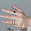 Anillo de Plata de Ley 925 Diseño Nicho Zafiro Azul Diamante Lujo Ligero Estilo Frío Oscuro Oscuro Para Hombre y Mujer Anillo Abierto