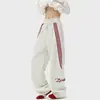 Pantalones Deportivos Rayados Estilo Americano para Hombre, Primavera High-Street Holgados de Caída Recta Pierna Ancha Largos, Pantalones Casuales para Hombre