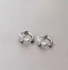Pendientes de Aro de Plata S925 con Cruz Circonita Súper Brillantes Acabado de Alta Gama Incrustaciones de Pedrería Personalidad Europea y Americana