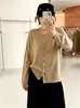 Cárdigan básico de punto liso para mujer talla grande, colección otoño 2026, cuello redondo, corte holgado, efecto adelgazante