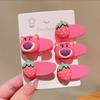 Horquilla de oso de fresa para niños, flequillo roto, tocado de niña pequeña, flequillo de bebé de celebridad de Internet, accesorios para el cabello en la parte posterior de la cabeza