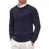 Suéter de Punto para Hombre Estilo Comercio Exterior 2026, Cuello Redondo, Ajuste Delgado, Manga Larga, Patrón Trenzado, Color Sólido, Camiseta Básica de Punto Simple para Hombre