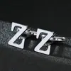 Abotoaduras de Letra Prata Maiúsculas A-Z Abotoaduras para Camisa Francesa Longa Prazo Estoque Venda Quente Transfronteiriça Material de Ferro Exportação