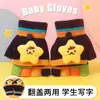 Guantes Infantiles Otoño e Invierno Cálidos para Niñas Bebés Cubierta Plegable de Medio Dedo Niños Niños Doble Uso Cinco Dedos Estudiantes Escritura