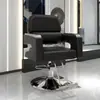 Silla giratoria con reposabrazos elevable de acero inoxidable para barbería, silla reclinable para estilismo y corte de cabello para salón de peluquería