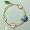 Pulseira da Sorte Joaninha V-Gold Ágata Borboleta Roxa Pulseira Aroma Ameixa Roxa Usinada com Precisão Cnc Folheada a Ouro V com Ouro 18K