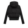 Exportação Transfronteiriça Roupas Femininas 2025 Outono e Inverno Novo Estilo Personalizado Costura Tricotado Preto com Capuz Costura Jaqueta Curta de Algodão