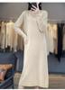 Outono e inverno nova lã com decote em V vestido feminino de comprimento médio pulôver suéter solto emagrecimento na moda camisa base interna