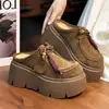 Zueco de Plataforma Gruesa de Gamuza Estilo Zueco para Mujer 2025 Nuevo Modelo Mocasines que Aumentan la Altura para Mujeres Bajitas