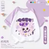 Camiseta linda y adorable de anime de manga corta para niños, estilo raglán delgado, top de verano para niñas, manga corta de verano para niñas