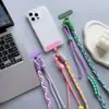 Cuerda Trenzada de Tres Hilos de Colores para Niñas, Correa Diagonal, Correa Ajustable Anti-Pérdida, Cuerda para Llavero, Cordón Grueso para Teléfono Móvil