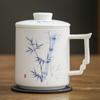 Taza de Té de Porcelana Blanca Quemada Lisa Pintada a Mano Taza de Agua con Filtro Privado Suette Jade de Alto Grado para Regalo Separación de Té Taza de Oficina