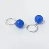 Pendientes de Plata S925 con Colgante de Ágata Azul Natural Redonda para Mujer, Elegantes Pinzas para Orejas de Estilo Étnico Retro, Pendientes con Estilo